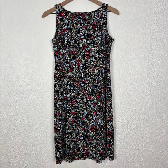 J. Jill Floral Wearever Collection Black Floral Sleeveless Dress Size Small - Picture 1 of 4